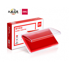 得力(deli)137*88mm透明外壳方形快干印台印泥 办公用品 红色9864