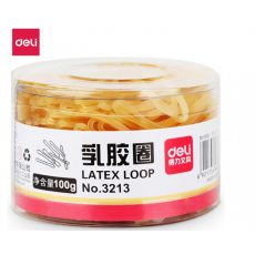 得力（deli） 橡皮筋乳胶圈橡皮筋橡胶圈牛皮筋办公用品财务用品 微黄 100g/筒 3213