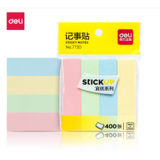 得力7730即时贴小黄贴N次贴自粘便签纸4色条状组合装76*19 76*19