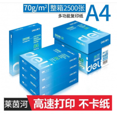 得力(deli)莱茵河A4打印纸 80g克500张*8包一箱 口碑优选复印纸 双面加厚草稿纸 整箱4000张 7414